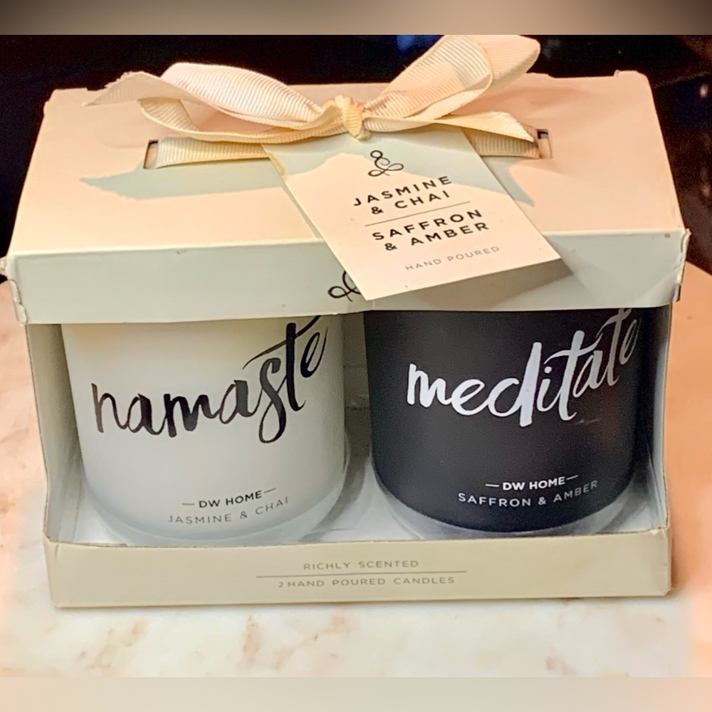 DW HOME CANDLE MEDITATE NAMASTE SAFRON AMBER JASMINE CHI DUO 7.6oz EACH SOY NEW